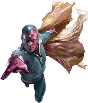 Flying Superhero Artwork PNG Image