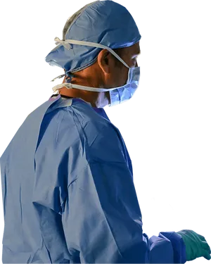 Focused Surgeonin Scrubs PNG Image