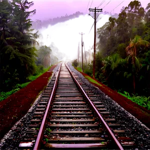 Foggy Morning Train Tracks Png Xse55 PNG Image