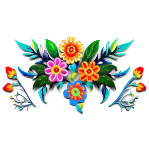 Folkloric Mexican Flowers Png Aik PNG Image