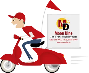 Food Delivery Scooter Advertisement PNG Image