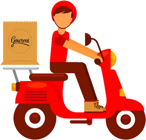 Food Delivery Scooter Illustration PNG Image