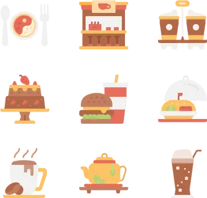 Foodand Beverage Icons Set PNG Image