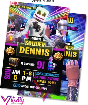 Fortnite Birthday Invitation Marshmello D J PNG Image