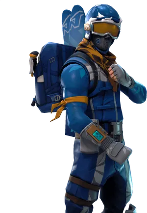 Fortnite Blue Outfit Character PNG Image