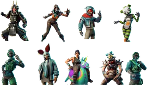 Fortnite Character Skins Collection PNG Image