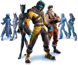 Fortnite Character Skins Showcase PNG Image