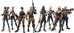 Fortnite Characters Lineup PNG Image