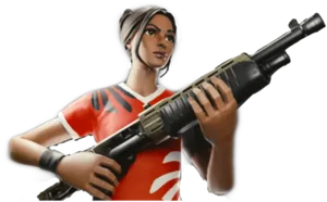 Fortnite Female Skin With Rifle PNG Image