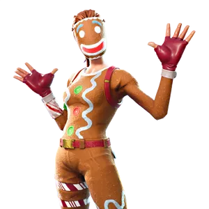 Fortnite Gingerbread Skin Waving PNG Image