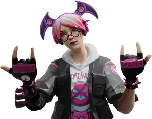 Fortnite Power Chord Outfit Rock On Gesture PNG Image