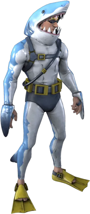 Fortnite_ Shark_ Character_ Costume PNG Image