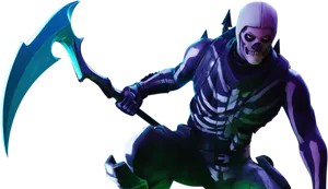 Fortnite Skull Trooper Outfitwith Scythe PNG Image