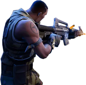 Fortnite Soldier With Assault Rifle PNG Image