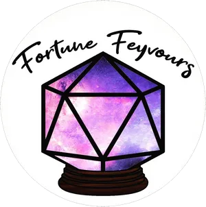 Fortune Favours D20 Crystal Ball Design PNG Image