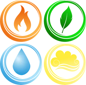 Four Elements Vector Illustration PNG Image