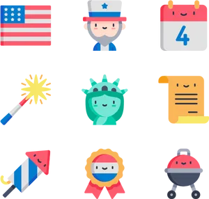 Fourthof July Icons Set PNG Image