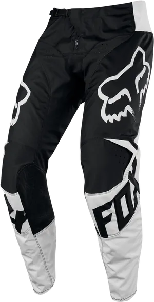 Fox Motocross Pants Black White PNG Image
