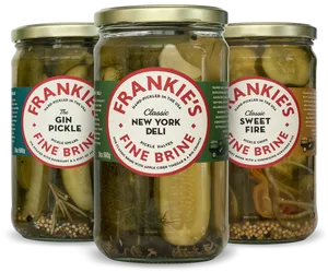 Frankies Fine Brine Pickle Jars PNG Image