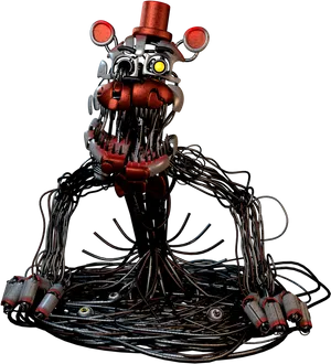 Freddy Fazbear Exposed Wiresand Metal Endoskeleton PNG Image