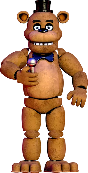 Freddy Fazbear Standing With Microphone PNG Image