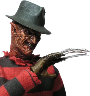 Freddy Krueger Figurewith Clawed Glove PNG Image