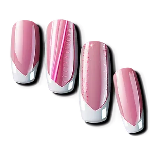 French Manicure Fake Nails Png Rbt PNG Image