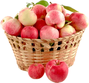 Fresh Applesin Wicker Basket PNG Image