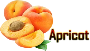 Fresh Apricotsand Sliceswith Text PNG Image