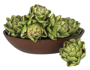 Fresh Artichokesin Bowl PNG Image