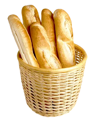 Fresh Baguette Basket French Bread PNG Image