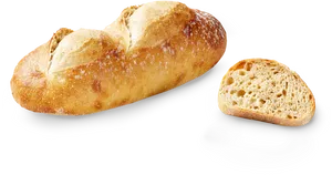 Fresh Baked Baguetteand Sliceon Black Background PNG Image