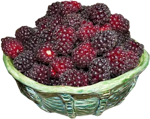 Fresh Blackberriesin Ceramic Bowl PNG Image