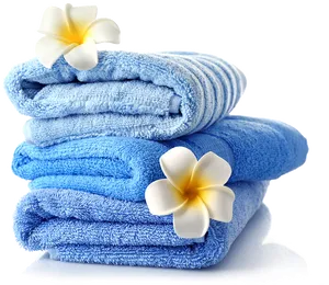 Fresh Blue Towelswith Flowers PNG Image