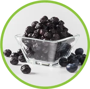 Fresh Blueberriesin Glass Bowl PNG