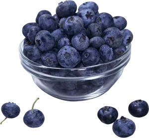 Fresh Blueberriesin Glass Bowl PNG Image