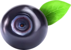 Fresh Blueberrywith Leaf PNG Image