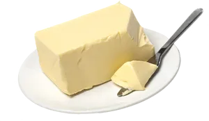 Fresh Butter Blockwith Knife PNG Image