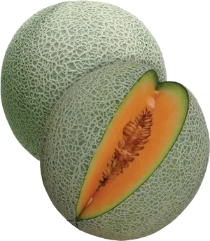 Fresh Cantaloupe Slicedand Whole PNG Image