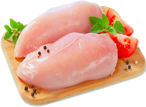 Fresh Chicken Breastson Cutting Board PNG Image