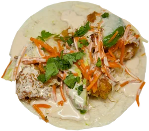 Fresh Chicken Taco Top View PNG Image