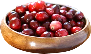 Fresh Cranberriesin Wooden Bowl PNG Image