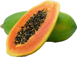 Fresh Cut Papaya Fruit PNG Image