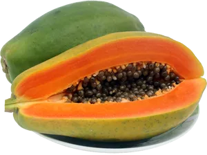 Fresh Cut Papaya Fruit PNG Image