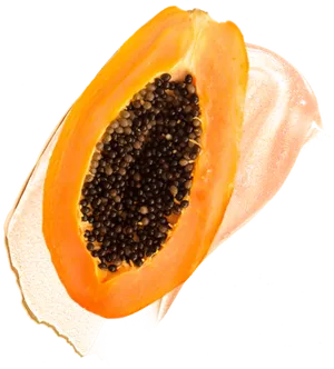 Fresh Cut Papaya Halfwith Seeds.png PNG Image