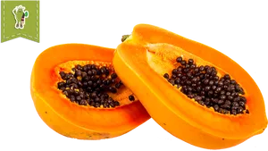 Fresh Cut Papaya Halves PNG Image