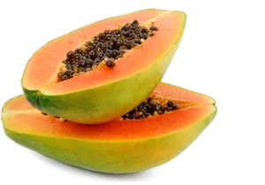 Fresh Cut Papaya Halves.png PNG Image