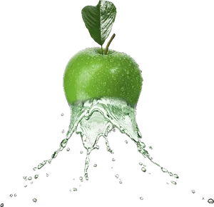 Fresh Green Apple Water Splash PNG Image