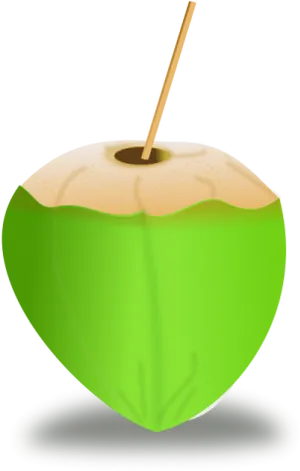 Fresh Green Coconut With Straw PNG Image