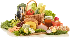 Fresh Grocery Selection Basket Variety PNG Image